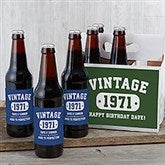 Vintage Birthday Personalized Beer Bottle Labels & Bottle Carrier - 34308