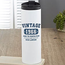 Vintage Birthday Personalized 16 oz Travel Tumbler - 34313