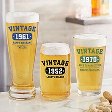 Vintage Birthday Personalized Beer Glasses - 34315