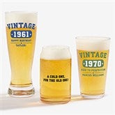 Vintage Birthday Personalized Beer Glasses - 34315