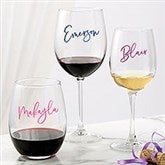 Trendy Script Name Personalized Wine Glasses - 34326