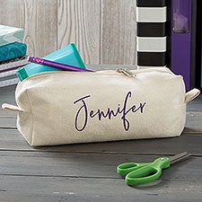 Trendy Script Personalized Canvas Pencil Case - 34332