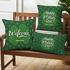 St. Patricks Day Personalized Outdoor Throw Pillows - 34365