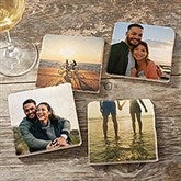 Photo Personalized Tumbled Stone Coaster Set for Couples  - 34389