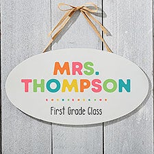 Teachers Classroom Personalized Oval Wood Sign  - 34395
