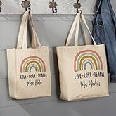 Boho Rainbow Personalized Teacher Canvas Tote Bags - 34397