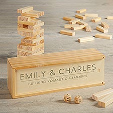 Romantic Memories Personalized Jumbling Tower Game with Wood Case - 34403