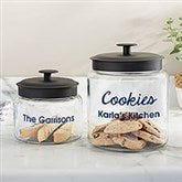 Personalized Glass Cookie Jar with Black Lid  - 34407