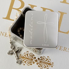 Holy Name Personalized First Communion Trinket Rosary Box - 34414