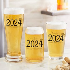 Classic Graduation Personalized Beer Glasses  - 34432