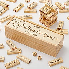 Our Love Personalized Jumbling Tower Game with Wood Case - 34481