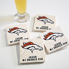 NFL Denver Broncos Personalized Tumbled Stone Coaster Set  - 34617