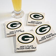NFL Green Bay Packers Personalized Tumbled Stone Coaster Set  - 34619