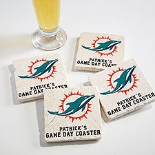 NFL Miami Dolphins Personalized Tumbled Stone Coaster Set  - 34626