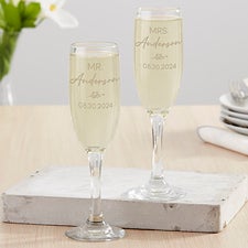 Luigi Bormioli® Wedding Personalized Modern Champagne Flute Set