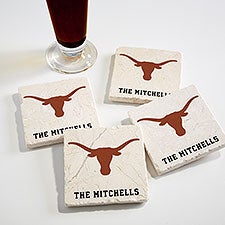 NCAA Texas Longhorns Personalized Tumbled Stone Coaster Set  - 34653