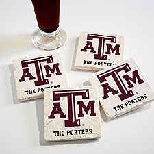 NCAA Texas AM Aggies Personalized Tumbled Stone Coaster Set  - 34680