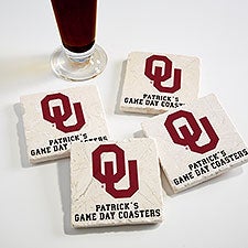 NCAA Oklahoma Sooners Personalized Tumbled Stone Coaster Set  - 34692