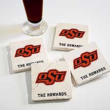 NCAA Oklahoma State Cowboys Personalized Tumbled Stone Coaster Set  - 34694