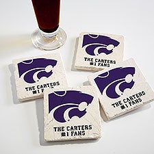 NCAA Kansas State Wildcats Personalized Tumbled Stone Coaster Set  - 34717