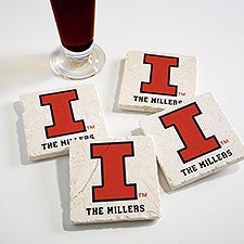 NCAA Illinois Fighting Illini Personalized Tumbled Stone Coaster Set  - 34729