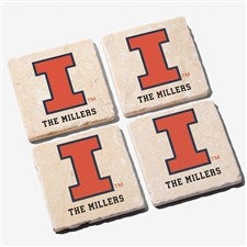 NCAA Illinois Fighting Illini Personalized Tumbled Stone Coaster Set  - 34729