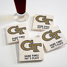 NCAA Georgia Tech Yellow Jackets Personalized Tumbled Stone Coaster Set  - 34731