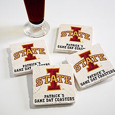 NCAA Iowa State Cyclones Personalized Tumbled Stone Coaster Set - 34739