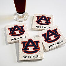 NCAA Auburn Tigers Personalized Tumbled Stone Coaster Set  - 34752