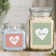 Family Heart Personalized Scented Glass Candle Jar - 34892