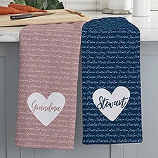 Family Heart Personalized Waffle Weave Kitchen Towels - 34897