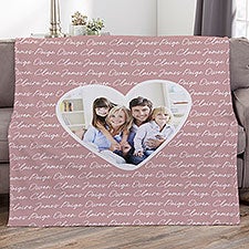 Family Heart Photo Personalized Blankets - 34906