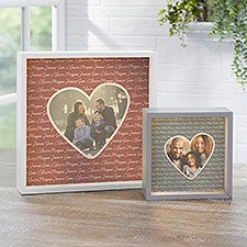 Family Heart Photo Personalized LED Light Shadow Box  - 34907