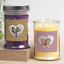 Family Heart Photo Personalized Candle Jars - 34910