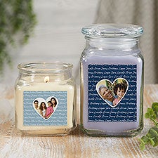 Family Heart Photo Personalized Scented Glass Candle Jars - 34911