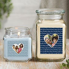 Family Heart Photo Personalized Scented Glass Candle Jars - 34911