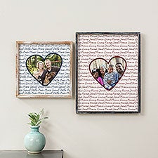 Family Heart Photo Personalized Barnwood Frame Wall Art  - 34912