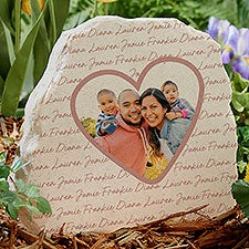 Family Heart Photo Personalized Standing Garden Stone  - 34918