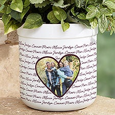 Family Heart Photo Personalized Outdoor Flower Pot  - 34919