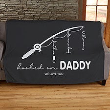 Hooked On Dad Personalized Blanket  - 34931