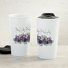 Floral Love for Grandma Personalized 12oz Ceramic Travel Mug  - 34978
