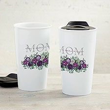 Floral Love for Mom Personalized 12 oz. Ceramic Travel Mug  - 34981