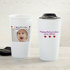 Photo Message Personalized Double-Wall Ceramic Travel Mug  - 35008