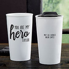 You Are My Hero Personalized Double-Wall Ceramic Travel Mug  - 35026