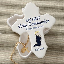 Communion Boy philoSophies Personalized Cross Box - 35054