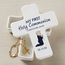 Communion Boy philoSophies Personalized Cross Box - 35054