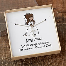 philoSophies Communion Girl Cross Necklace With Personalized Message Card  - 35056