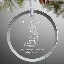Communion Boy philoSophies Personalized Glass Ornament  - 35069