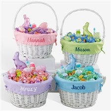 Personalized White Easter Basket With Drop-Down Handle - 35122