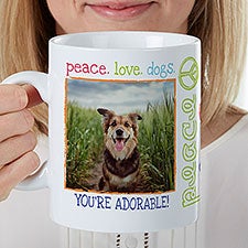 Peace, Love, Dogs Personalized Photo 30 oz Oversized Mug - 35176